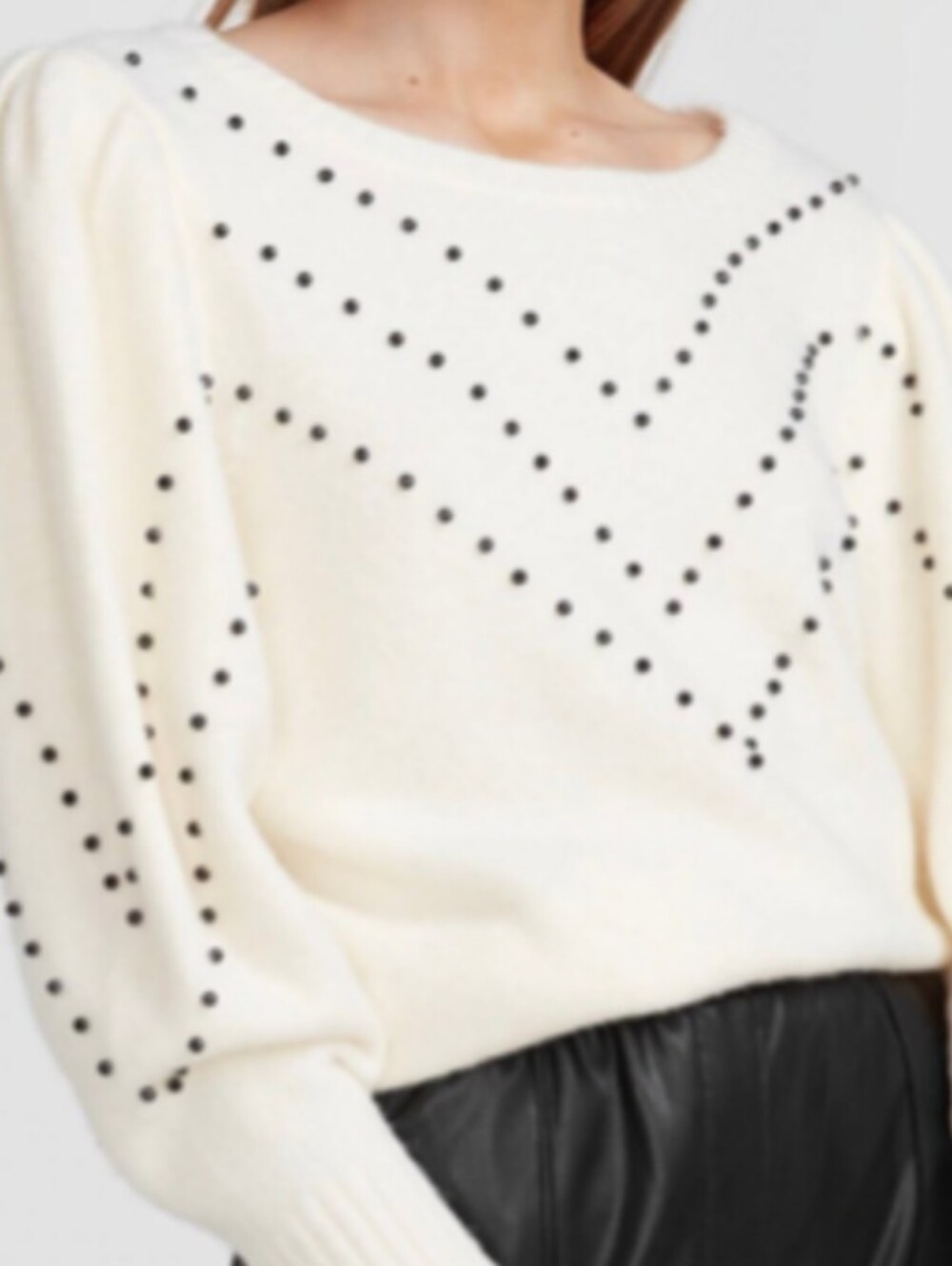 Philosophy Beaded Puff-Sleeve Sweater size M